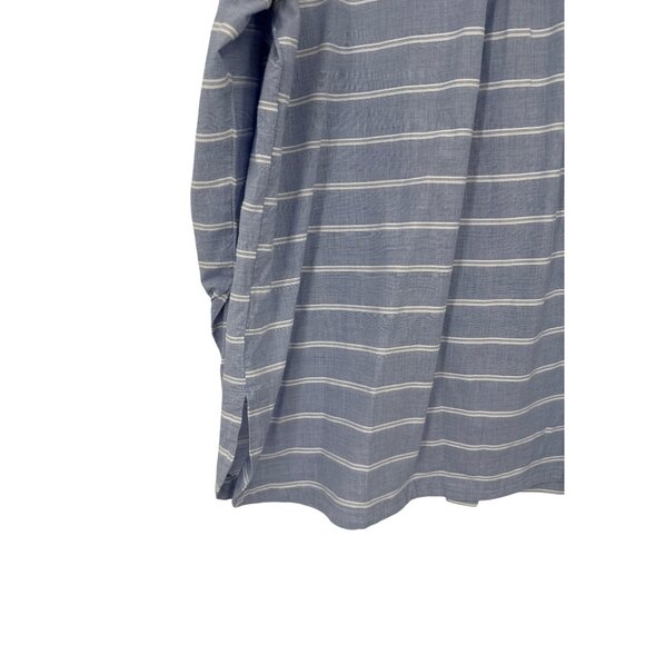 Talbots Womens blouse tunic size 2X plus Blue Striped Cotton Shirt Pintuck - Picture 6 of 6